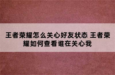 王者荣耀怎么关心好友状态 王者荣耀如何查看谁在关心我